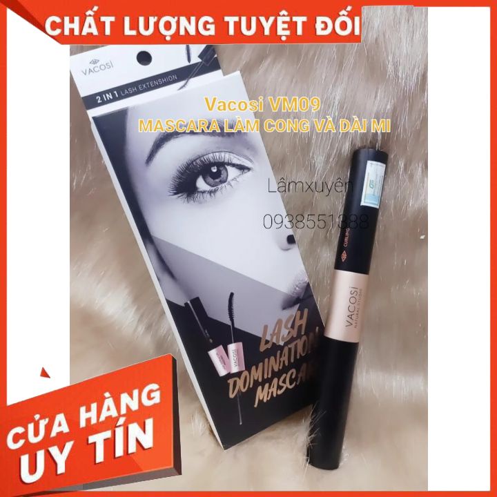 Mascara Làm Cong Và Dài Mi Vacosi VM09 Natural Lash Domination Mascara 10ML  thiết kế 2 đầu độc đáo, lâu trôi