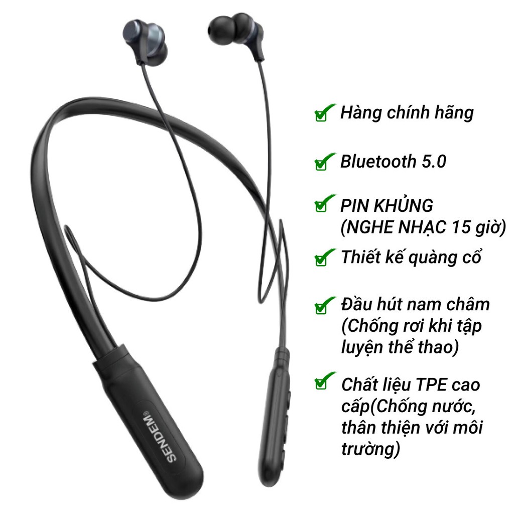 [SALE KHỦNG] - Tai Nghe Bluetooth Quàng Cổ SENDEM E35 Kiểu Dáng Thể Thao - Pin trâu