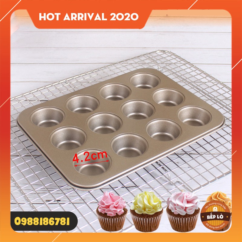 Khuôn cupcake chống dính nướng bánh CHẤT LƯỢNG CAO (Vàng) - Dụng cụ làm bánh [HÀNG MỚI VỀ]