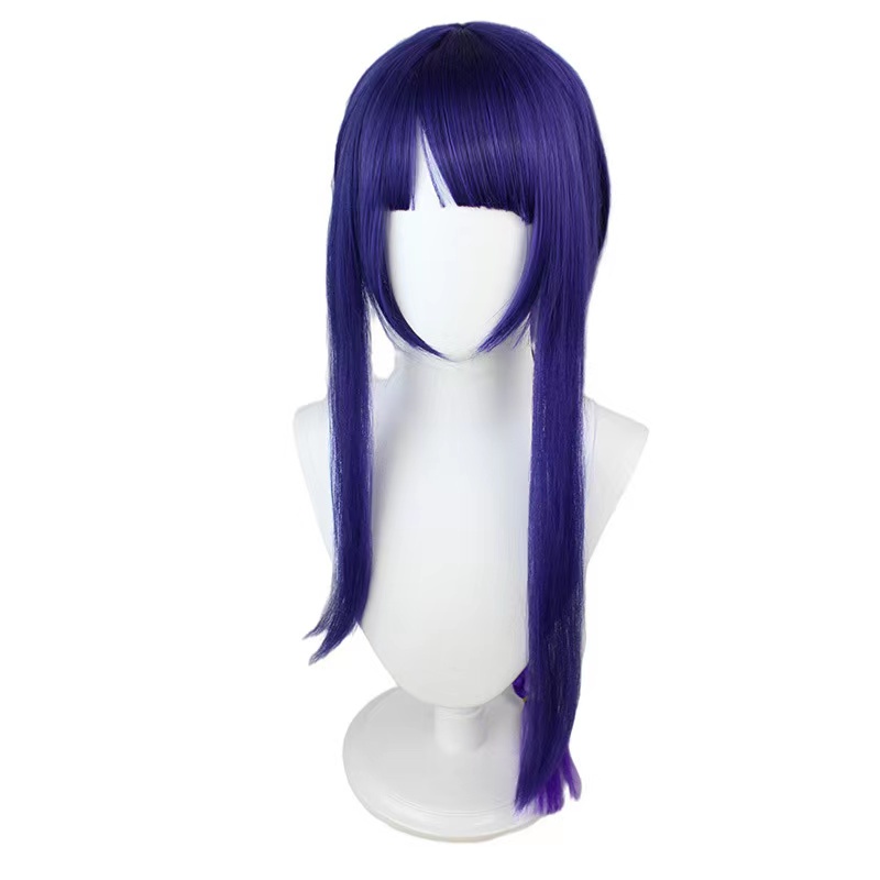 Genshin impacto baal cosplay raiden shogun peruca 100cm azul roxo peruca cosplay anime cosplay peruca resistente ao calor perucas sintéticas cabelo