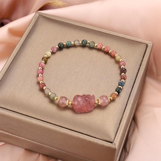 Vòng tay vòng tay garnet tourmaline vòng tay đá mặt trăng hoa đào chuyển pixiu dâu pha lê vòng tay thiết kế niche vòng tay