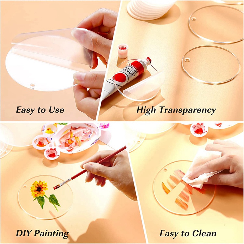 Set 30 Tấm Bảng Acrylic Trống Hình Tròn Có Lỗ Phong Cách Giáng Sinh DIY