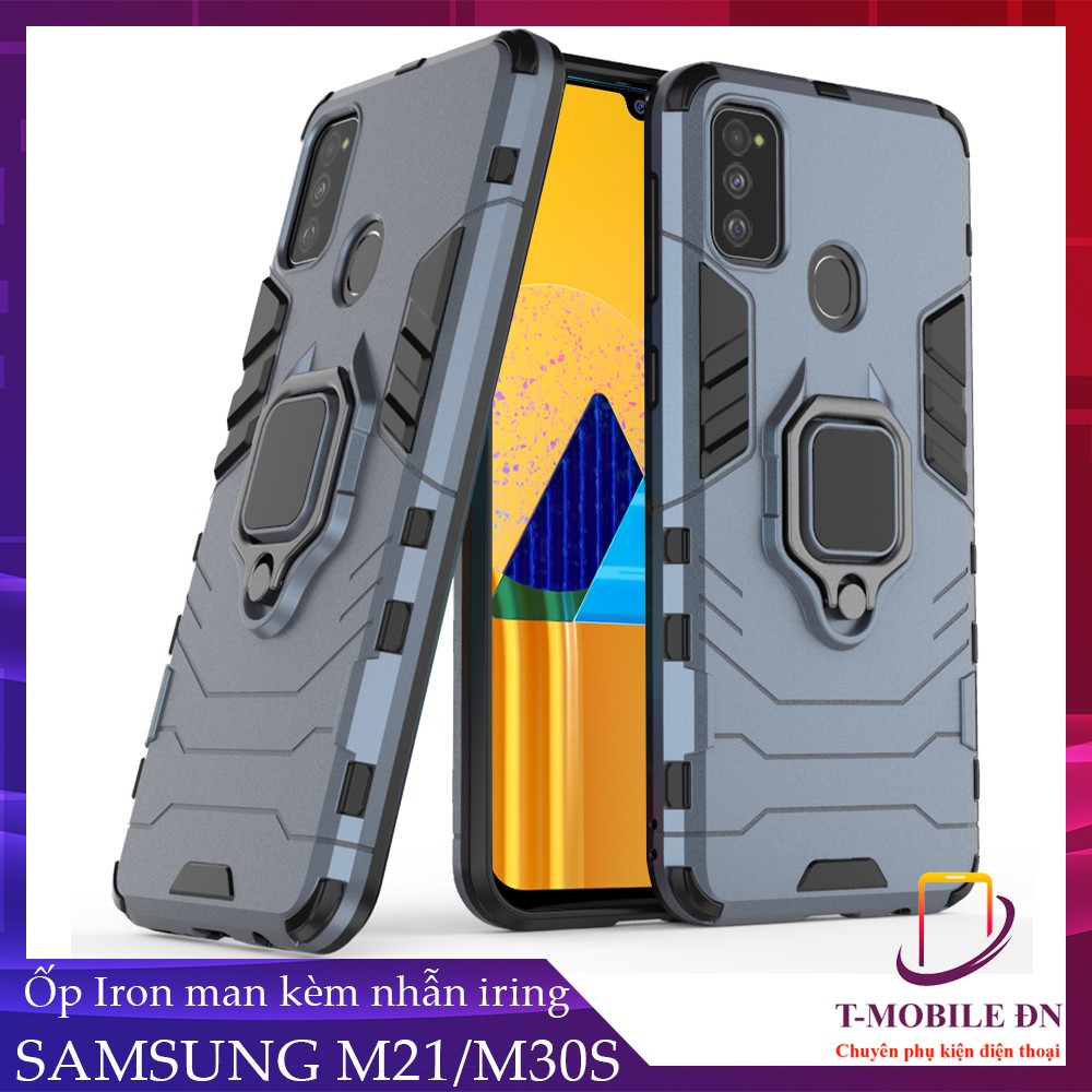 Ốp lưng Samsung M21 M30s, iron man chống sốc kèm nhẫn iring chống xem video bảo vệ camera cho Samsung M30s M21
