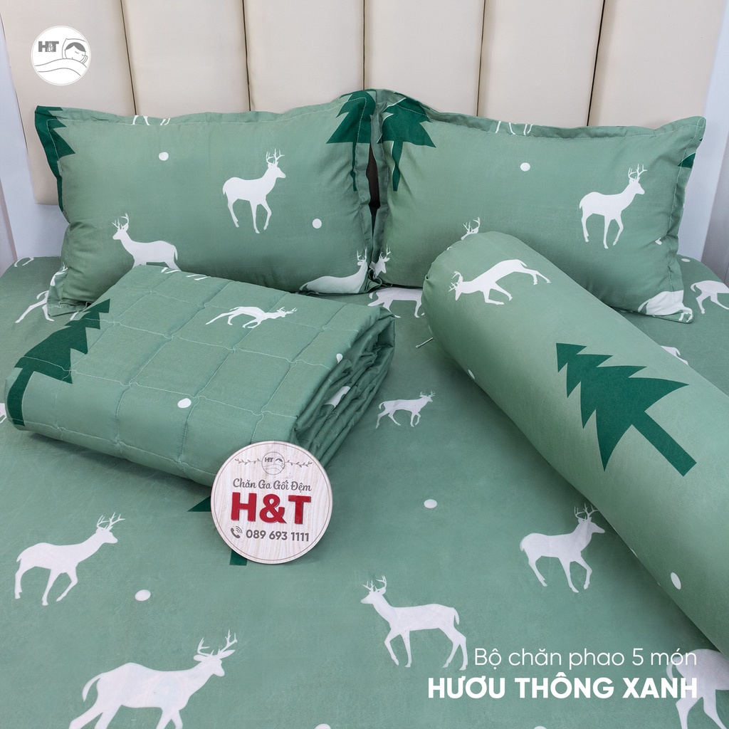 Bộ chăn ga gối 5 món Cotton Poly, sản xuất tại xưởng H&T mẫu mã đa dạng, giá gốc tại xưởng