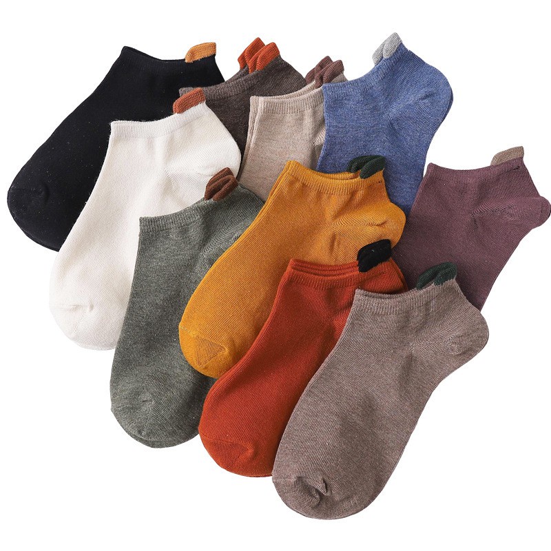 TIANTIAN T055  Vớ tất  nữ cổ ngắn sản phẩm cao cấp Đôi vớ Cotton gót thấp bảo vệ tai cho nữ sinh phong cách Nhật Bản