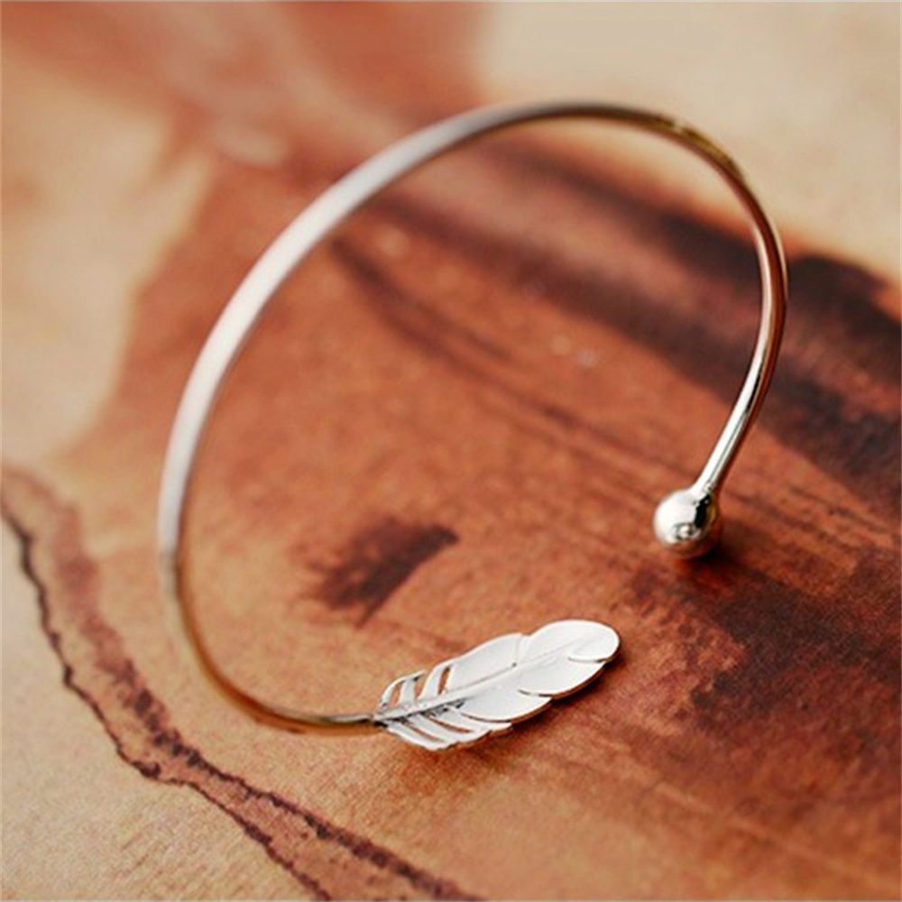 Vòng Đeo Tay Bạc 925 Hình Lông Vũ Thời Trang Dành Cho Nữ