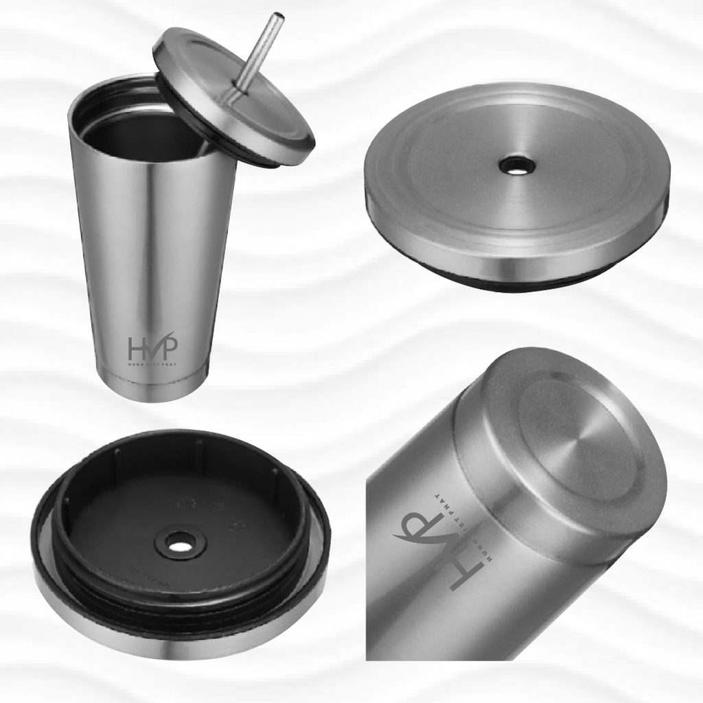 Ly giữ nhiệt Oval 500ml HVP dạng cốc nước, chất liệu inox 304, giữ nóng/lạnh 4h-8h, có tặng kèm ống hút - LGN02