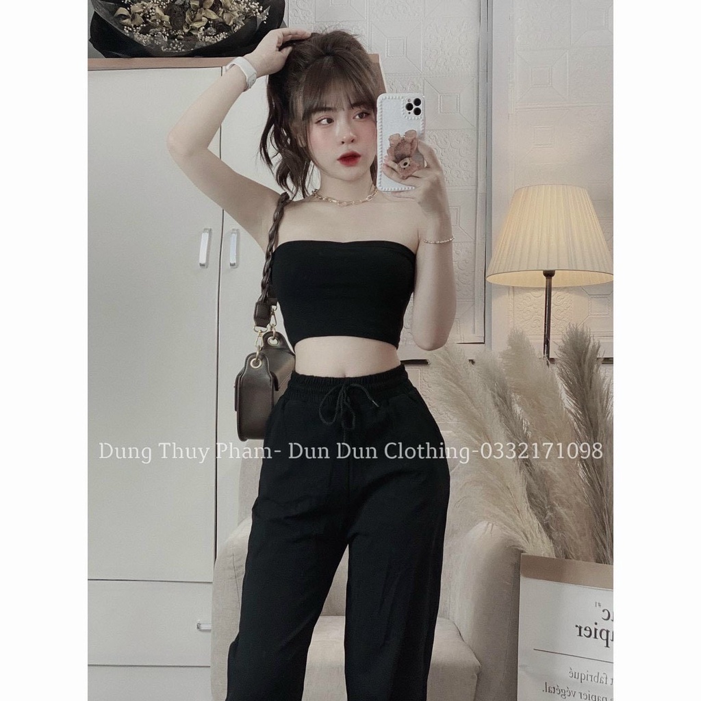 Sét bộ áo ống trơn kèm quần jogger bo ống cực hot , chất thun bozip mềm mịn