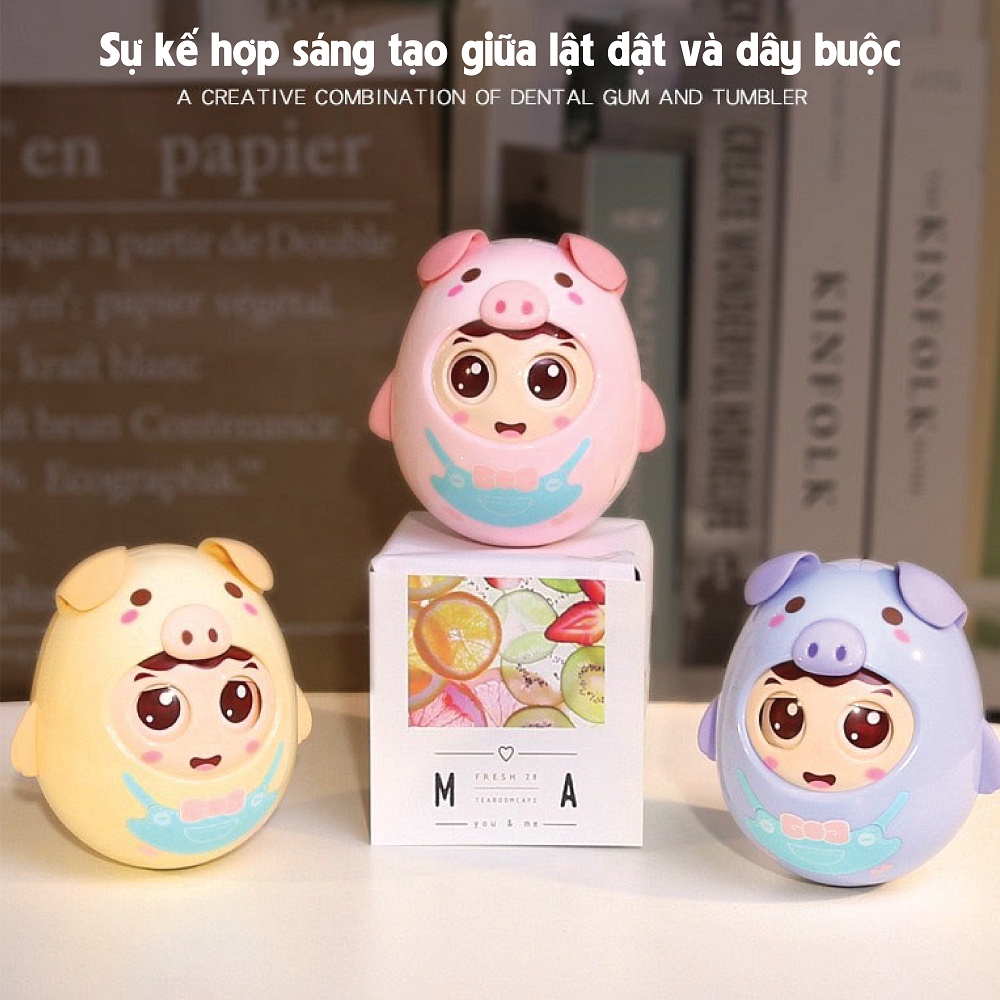 Đồ chơi lật đật chú heo chớp mắt có nhạc cho bé sapo kids