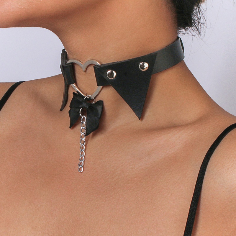 XIXI Vòng Cổ Choker Bằng Da Màu Đen Phong Cách Punk Gothic Punk Có Thể Điều Chỉnh Cho Nữ