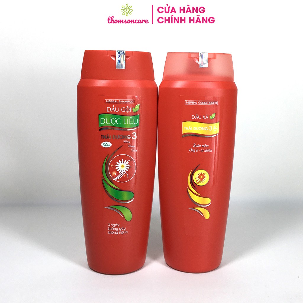 Bộ gội xả dược liệu Thái Dương 3 chai 200ml giúp mượt tóc, hết gàu, bổ sung dưỡng chất thành phần từ bồ kết thảo dược