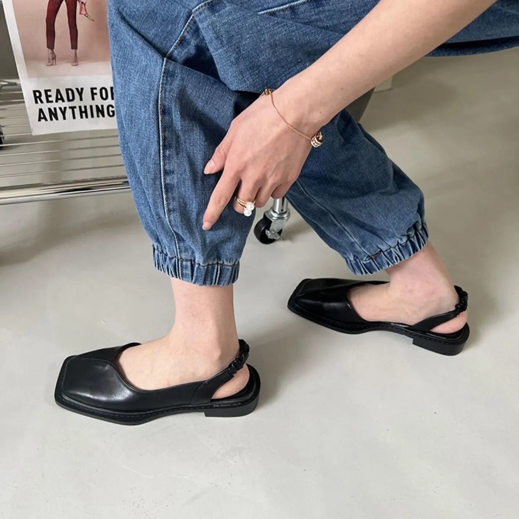 Giày Sandal Mũi Vuông Size Lớn 35-43 41 Thời Trang Pháp Cổ Điển Dành Cho Nữ / Size 42