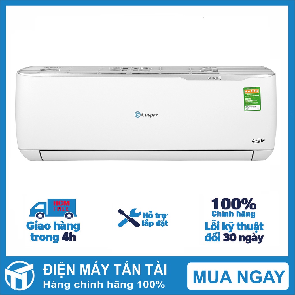 Điều hòa Casper Inverter 9000 BTU GC-09TL32  Hẹn giờ bật tắt máy,Tự khởi động lại khi có điện - giao hàng miễn phí HCM