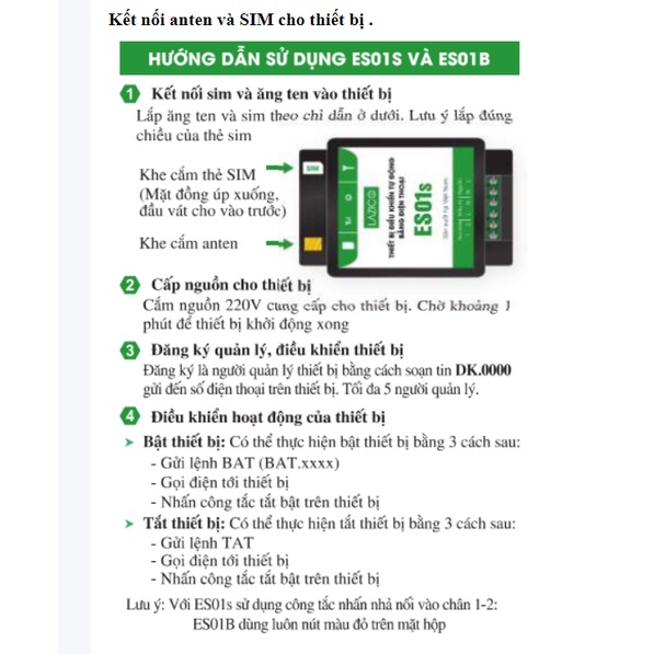 ES 01, Điều Khiển Nguồn Điện Từ Xa Bằng Điện Thoại,điều khiển qua Sim không giới hạn khoảng cách .BH DÀI HẠN