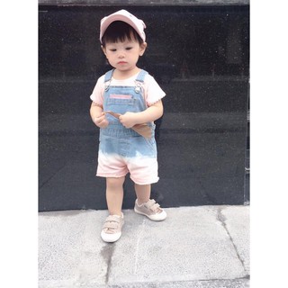 Yếm jean Zara phối màu bé gái