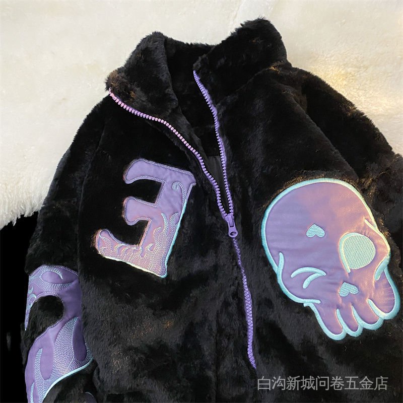 Áo khoác cotton lông cừu phong cách hip hop thời trang thu đông cho nam và nữ