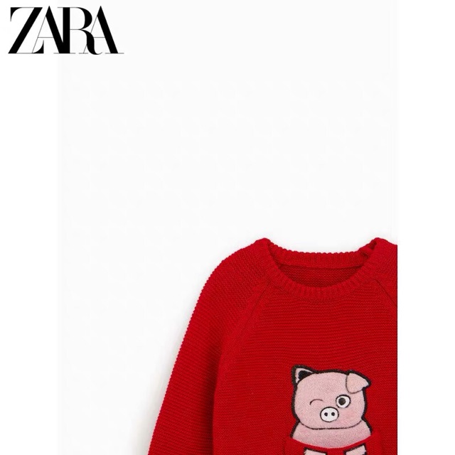 Áo len lợn đỏ Zara 2-6Y (có ảnh thật)