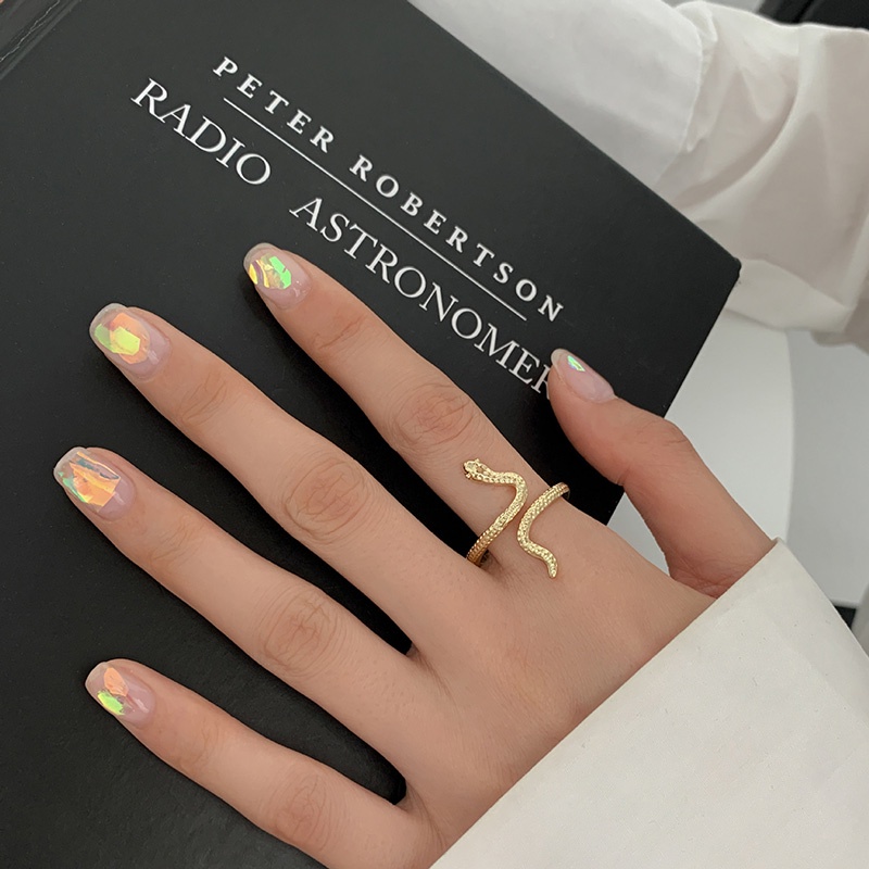 Nhẫn Hình Rắn Thiết Kế Có Thể Điều Chỉnh Phong Cách Punk Hip Hop