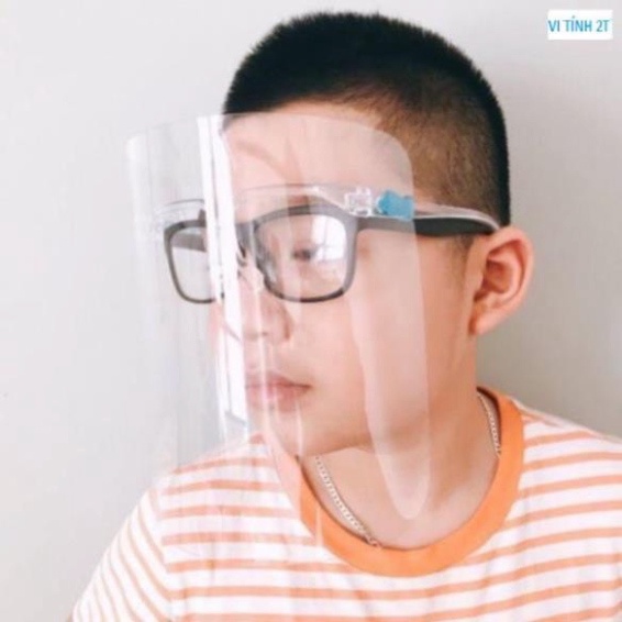 Kính chống giọt bắn phòng dịch FACE SHIELD kín mặt , tấm che chắn giọt bắn bảo hộ trẻ em , người lớn trong suốt .