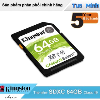 Thẻ nhớ SDXC Kingston 64GB UHS-I U1 80MB/s CANVAS Select