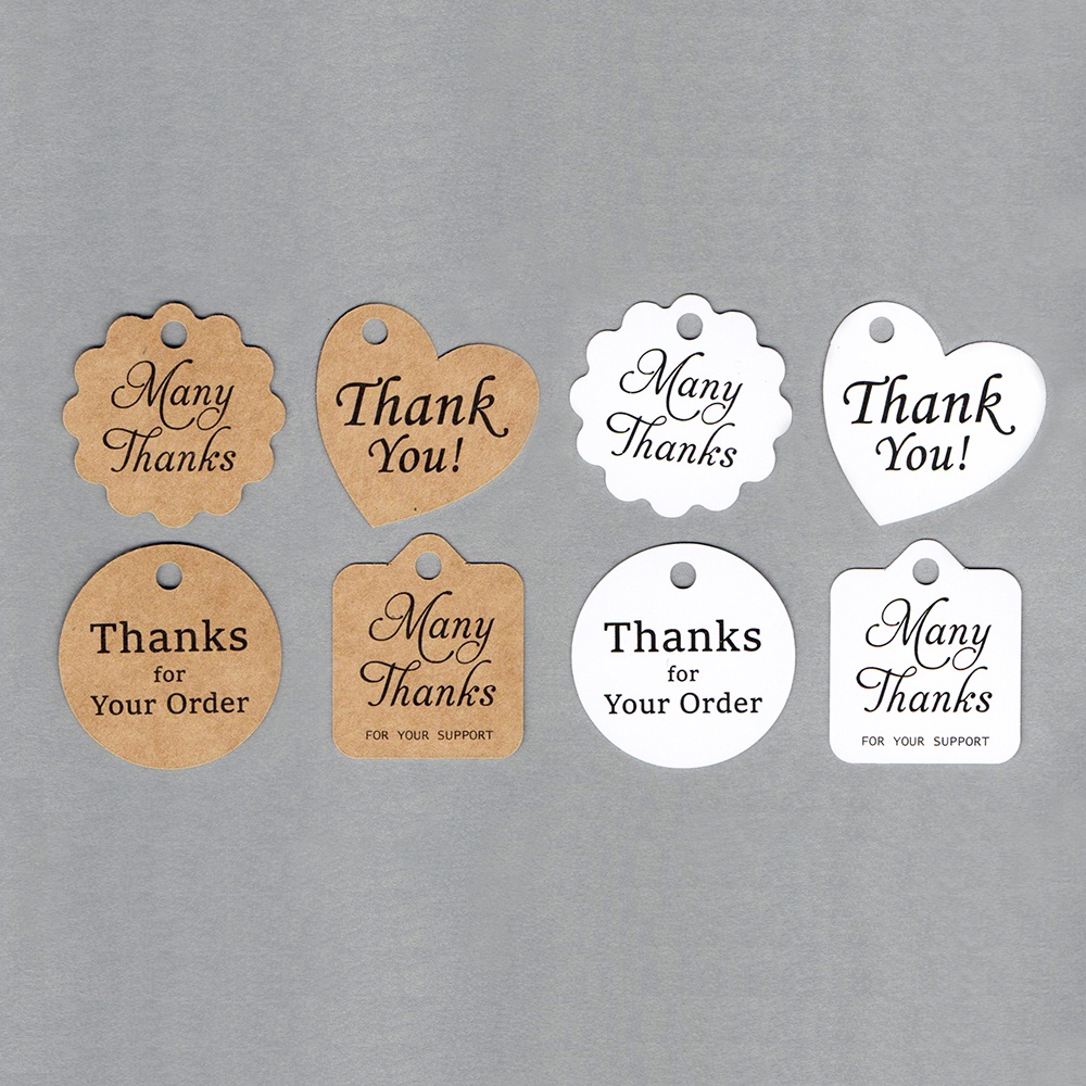 100pcs,Thẻ Tag Giấy Kraft / Trắng Treo THANK YOU Cám Ơn tag