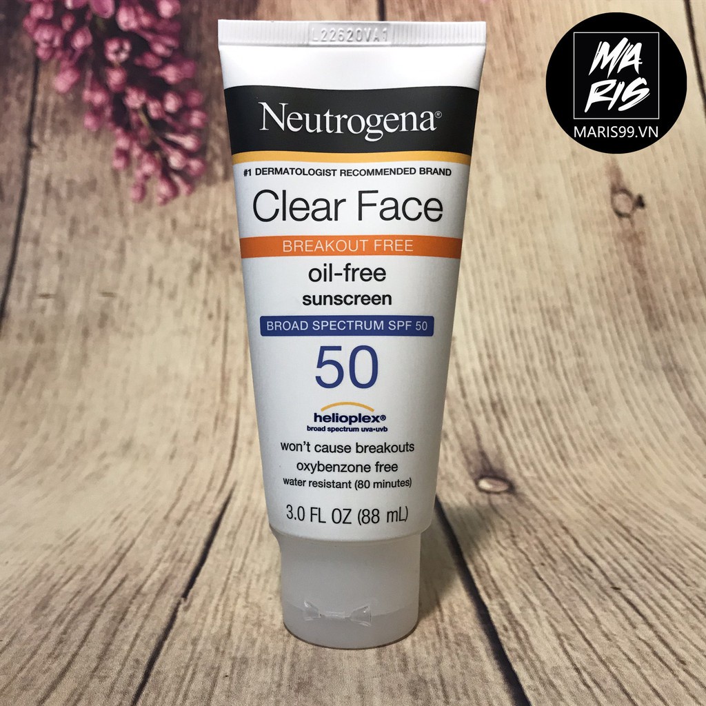 Kem Chống Nắng Neutrogena Clear Face Break Out Free Oil Free Sunscreen Broad Spectrum SPF50