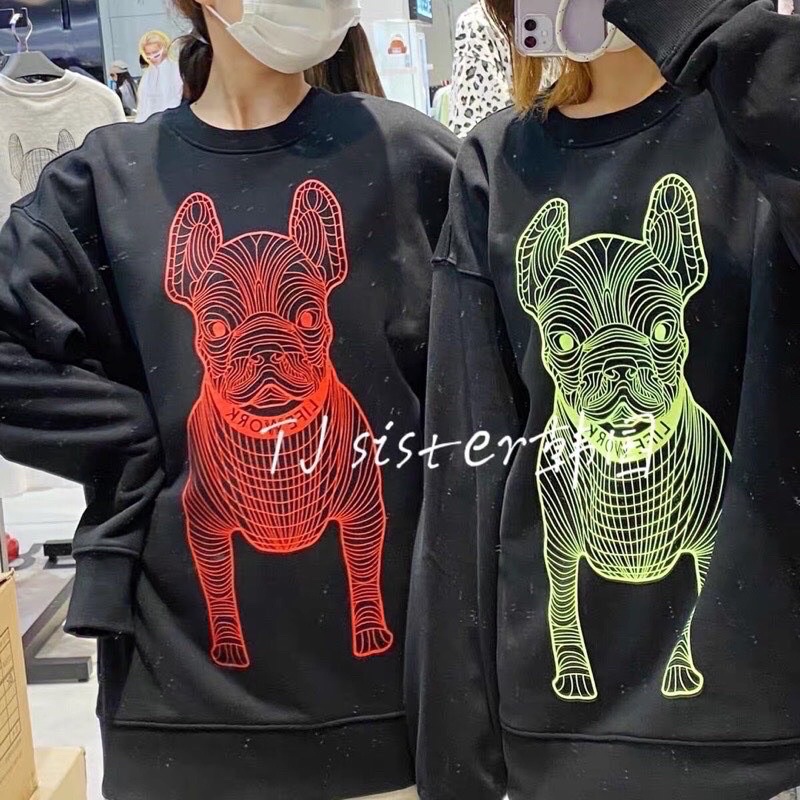 áo nỉ bông cổ tròn dài tay cún lưới sưeater T