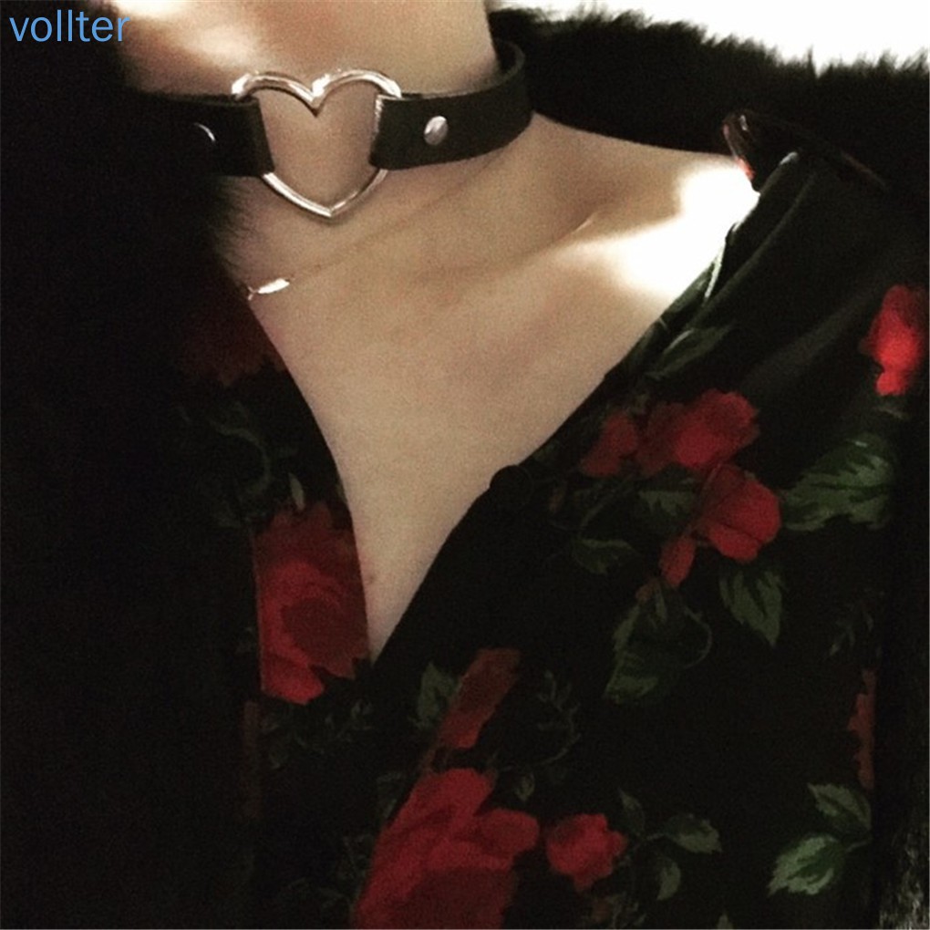 Vòng cổ choker da mặt trái tim thời trang cho nữ