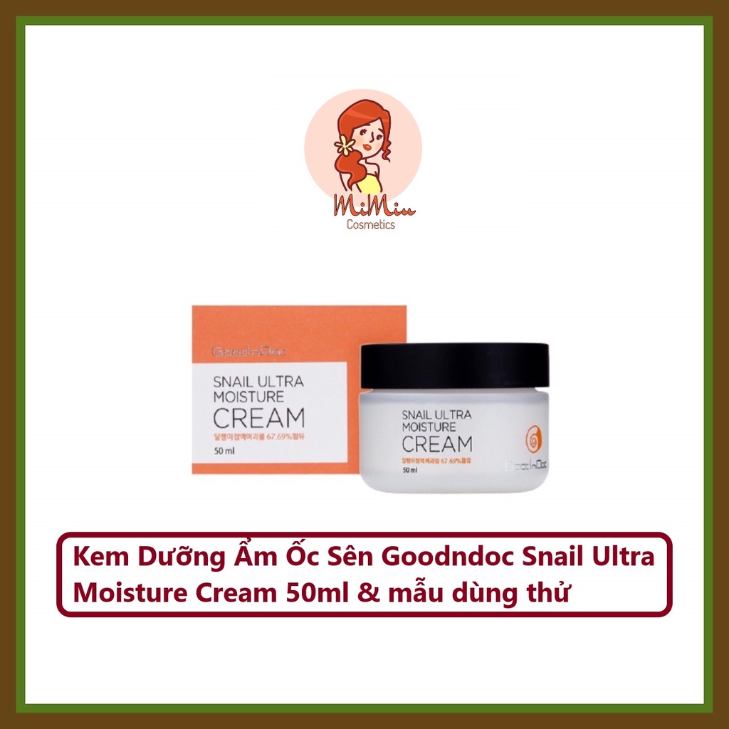 ( Hũ Full &amp; mẫu dùng thử ) Kem dưỡng ốc sên GoodnDoc Snail Ultra Moisture Cream