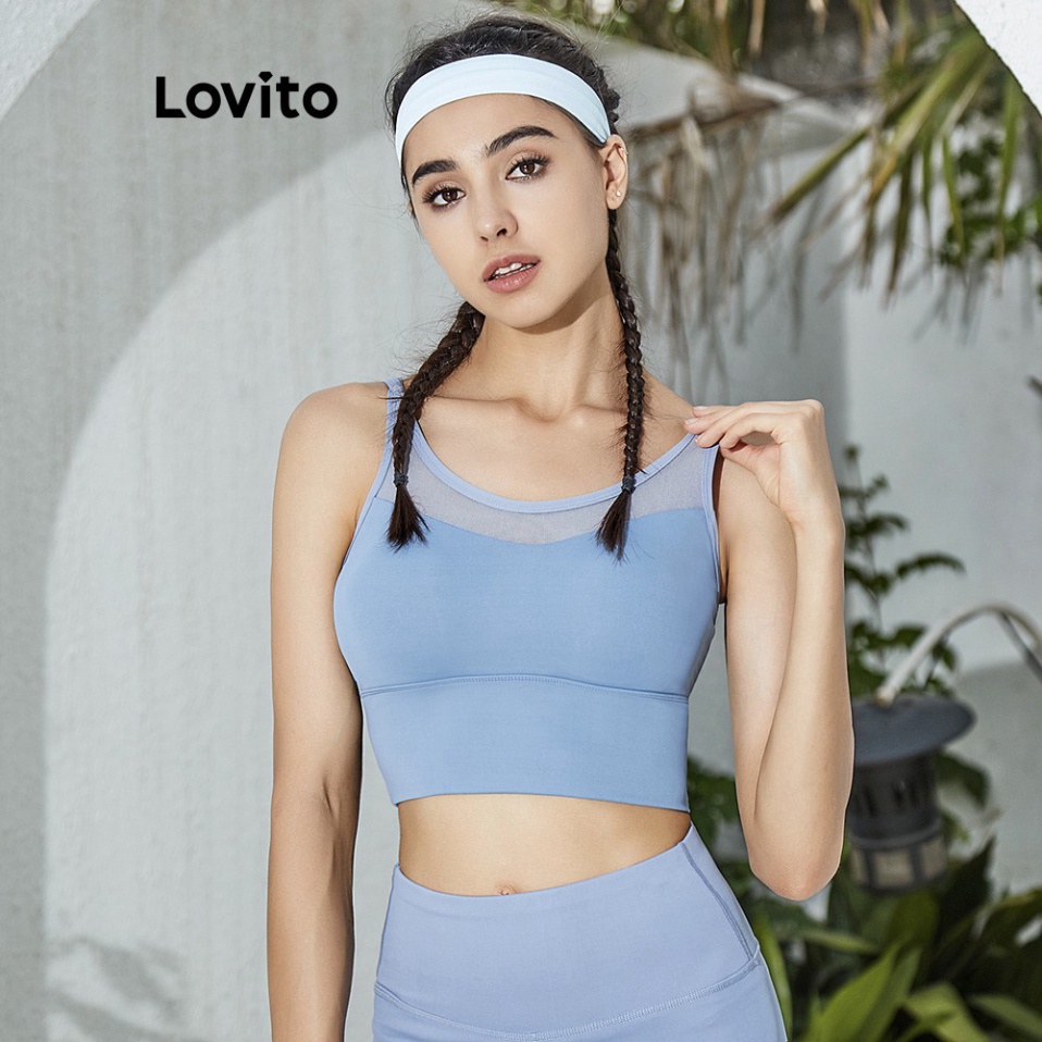 Áo ngực thể thao Lovito chống sốc năng động L02037 (màu xanh dương nhạt) - Hàng mới về