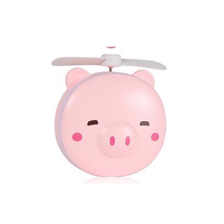 Quạt mini cầm tay, có gương và đèn led, hình heo ,gấu màu hồng siêu dễ thương