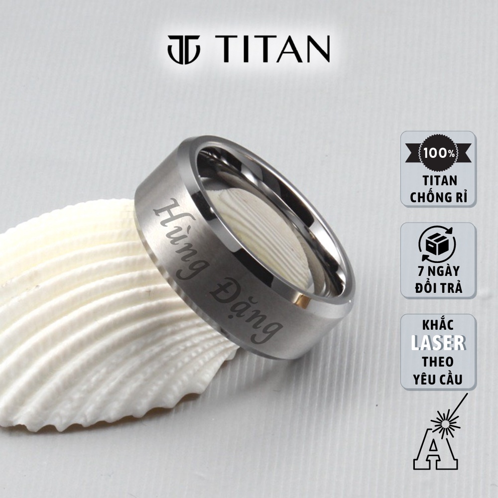 Nhẫn đôi nam nữ khắc tên theo yêu cầu, Titan nhẫn thời trang thanh lịch hiphop cá tính làm quà tặng màu bạc 925 không gỉ