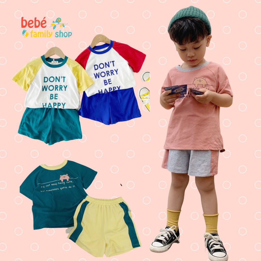 Set Bộ thun cotton bé trai họa tiết chữ