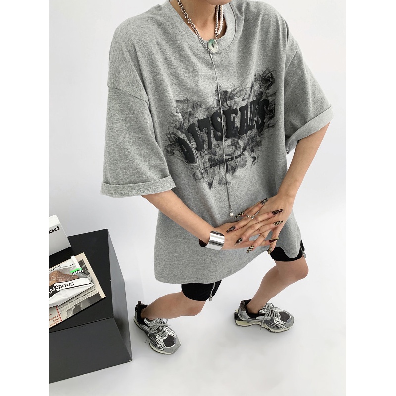 COZOK Áo Thun Tay Ngắn Dáng Rộng In Hình Bọt Biển Thời Trang