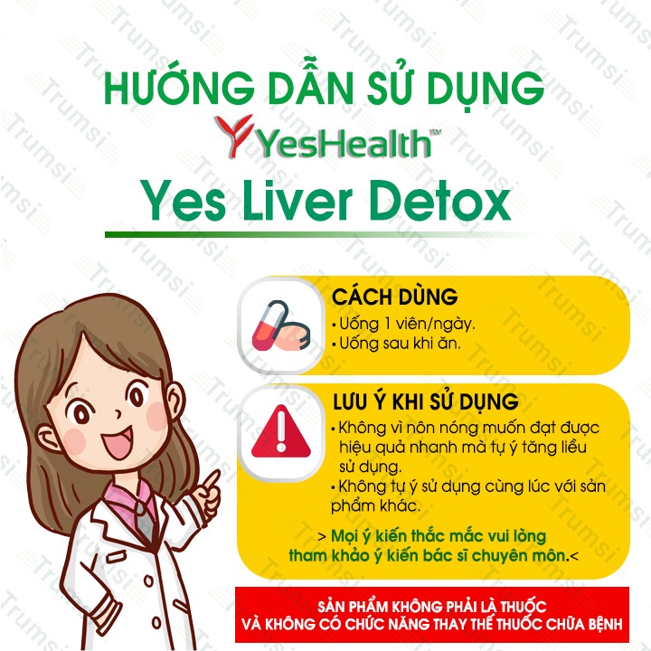Viên uống bổ gan Yeshealth Yes Liver Detox hỗ trợ giải độc mát gan hạ mem gan giúp cải thiện và phục hồi chức năng gan