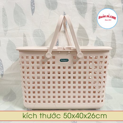 Giỏ đựng quần áo Hokori Việt Nhật (Ms:2608)  - Làn đi sinh có nắp cho mẹ và bé an toàn tiện dụng Br01447