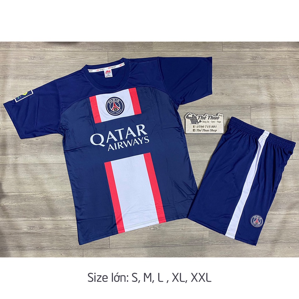 Áo bóng đá Trẻ em PSG xanh than - bộ thể thao bé trai bé gái (13-85kg)