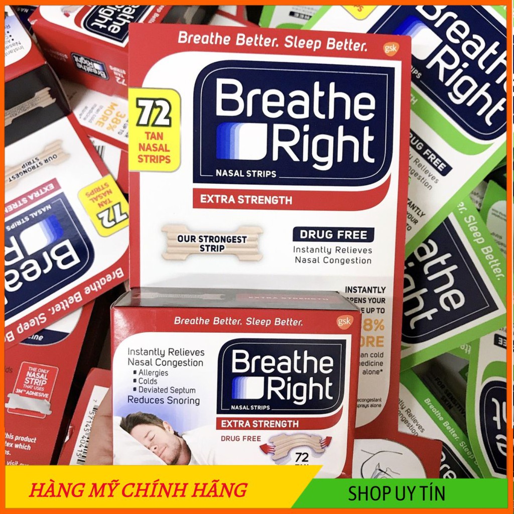 [HANG_MY]  MIẾNG DÁN MŨI CHỐNG GÁY (NGÁY) KHI NGỦ BREATHE RIGHT 72 MIẾNG. [CHINH_HIEU]