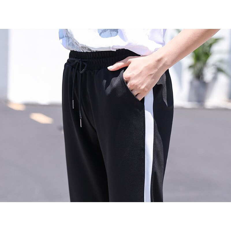 (CHẤT MÁT ) Quần Baggy Sọc Trắng - Chất liệu thun umi nhẹ, co giãn thoải mái | BigBuy360 - bigbuy360.vn
