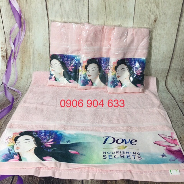 Khăn tắm hồng D.ove kt 50x100cm