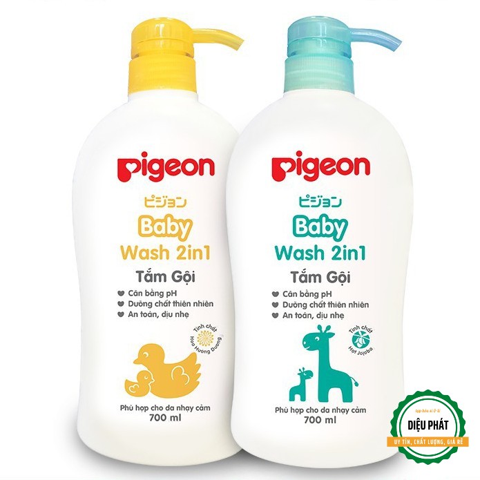 ⚡️ Sữa Tắm Gội Dịu Nhẹ Pigeon 700ml 2in1 Hoa Hướng Dương (Vàng) / Jojoba (Xanh)