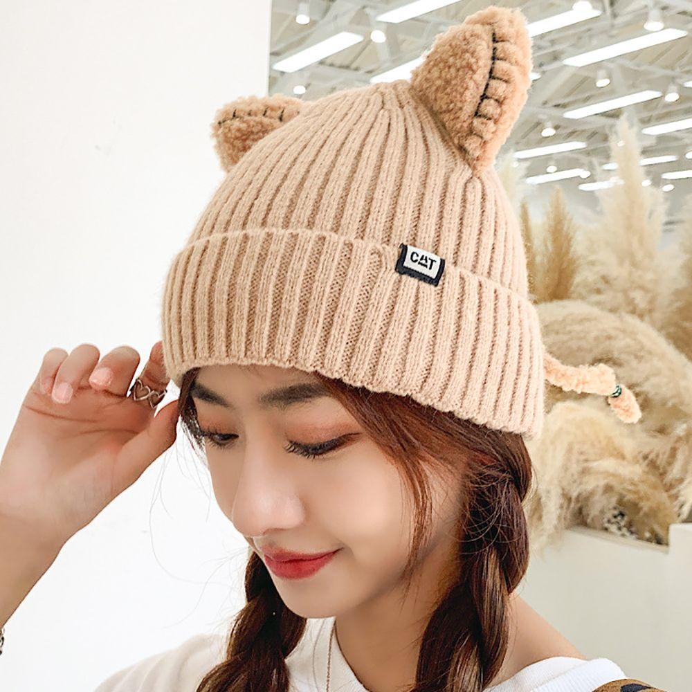 Mũ Len Beanie Đính Tai Mèo Hoạt Hình Thời Trang Cho Cặp Đôi