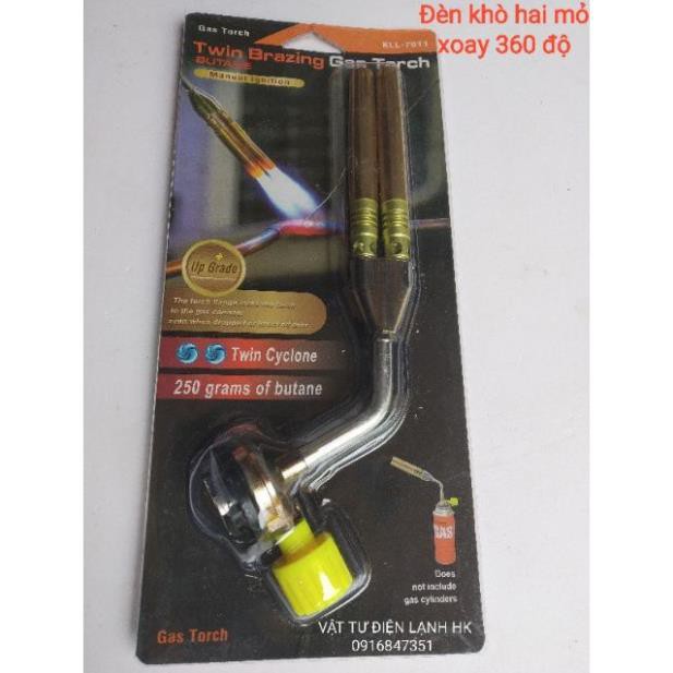 Đèn khò gas đôi - khò mỏ hàn lắp bình gas mini - KLL - 7011
