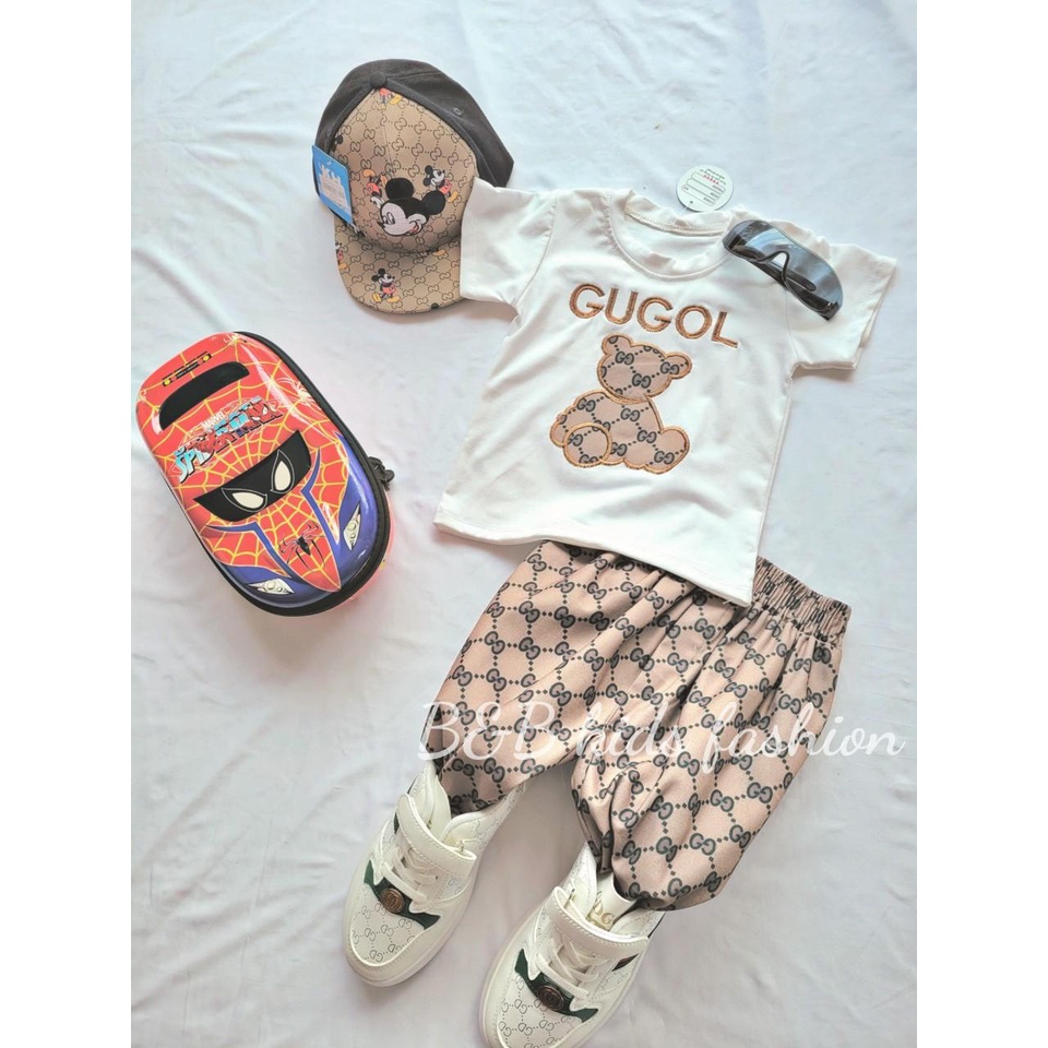 Set cặp gấu thêu siêu xịn xò cho bé trai và bé gái 10-40kg