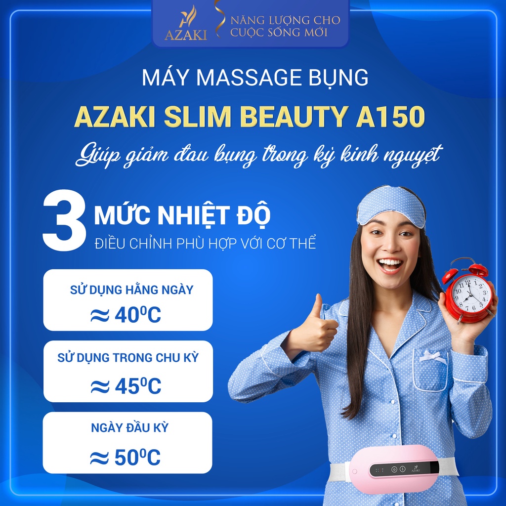 Máy massage giảm mỡ Bụng Chính hãng Nhật Bản Azaki A150, đánh tan mỡ bụng, làm săn chắc và giảm đạu bụng nhanh