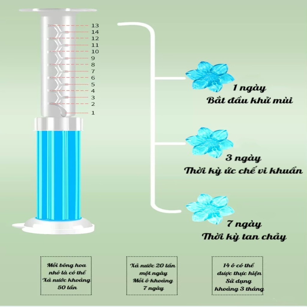 Gel khử mùi bồn cầu, làm thơm nhà vê sinh, nhà tắm, diệt khuẩn toilet hình bông hoa dạng thạch.