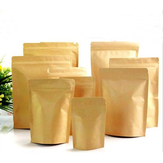 100gr túi zipper giấy kraft không cửa sổ, túi zip đáy đứng