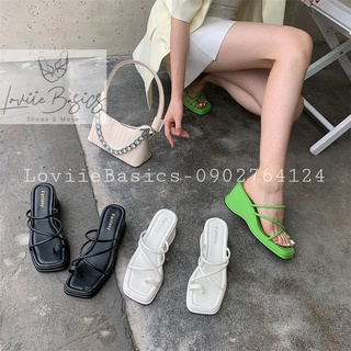 DÉP NỮ LOVIIEBASICS - DÉP ĐẾ XUỒNG QUAI MẢNH - DÉP CAO GÓT XỎ NGÓN 7 PHÂN - DÉP XUỒNG NỮ ĐẾ CAO - D200818