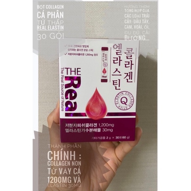 collagen truyền trắng phân tử thấp the real elastin 30 gói