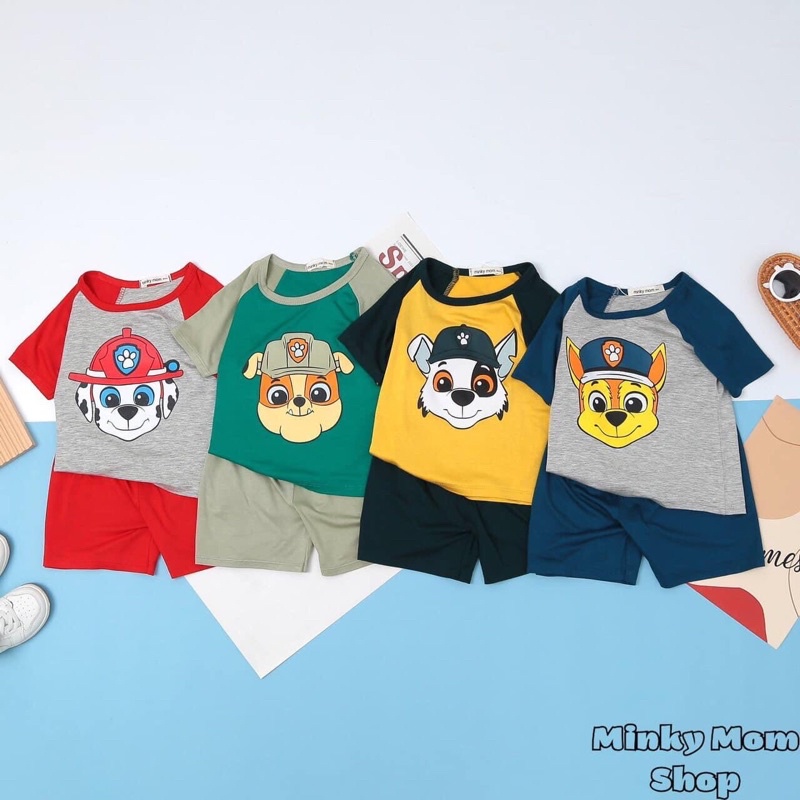 Bộ cộc thun lạnh Minky Mom có size đại hoạ tiết biệt đội chó cứu hộ form to siêu xinh vải mềm mịn loại 1 chuẩn hàng